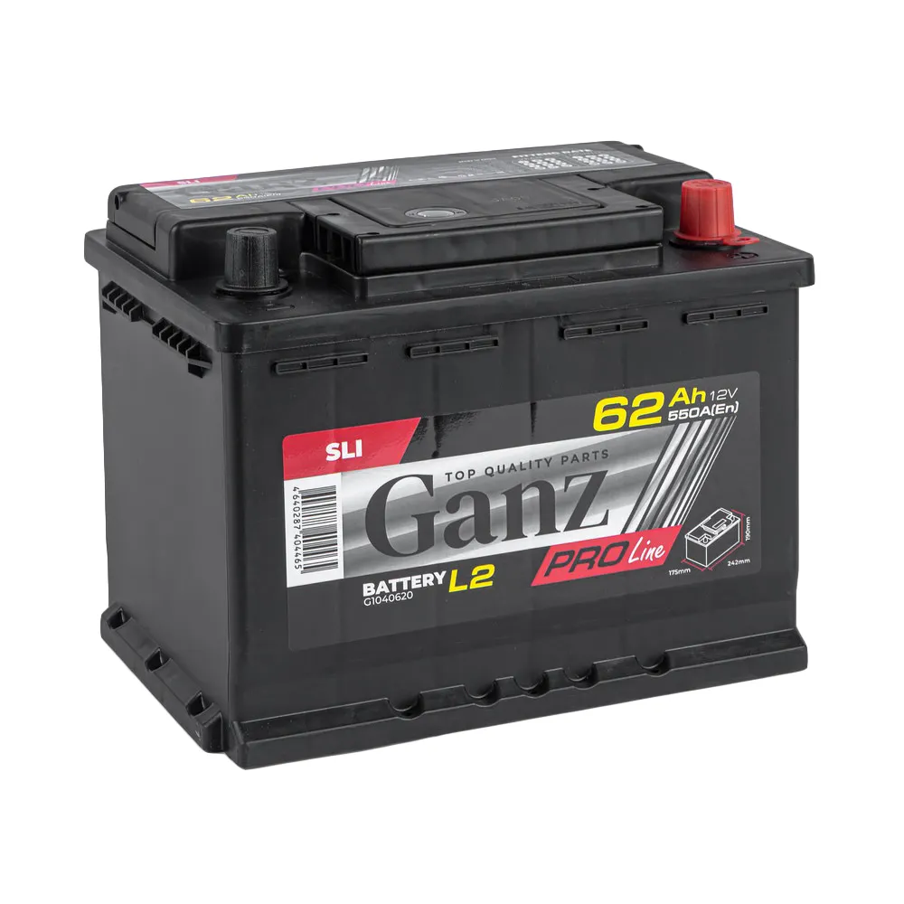 Аккумулятор GANZ PRO-Line DIN 62 А/ч обратный R+ 242x175x190 L2 EN 550 А