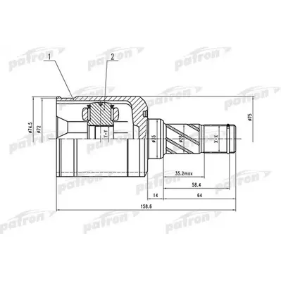 ШРУС внутренний левый 24x35x29 MAZDA 323 BJ 98-04 PATRON PCV1530