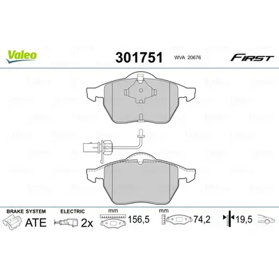 Колодки тормозные передние VALEO 301 751