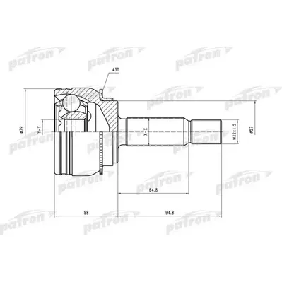 ШРУС наружн к-кт [A:25, B:29, ABS:43] MITSUBISHI: Outla PATRON PCV2112