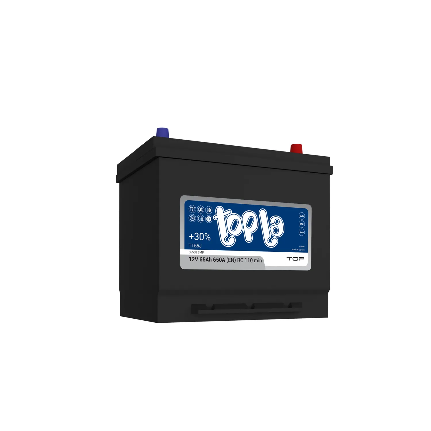 Аккумулятор TOPLA Top JIS 65 А/ч обратный R+ 230x175x220 D23 EN 650 А