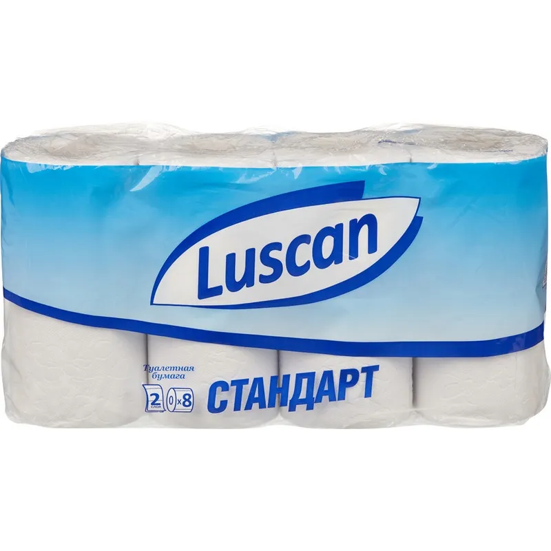 Бумага туалетная Luscan Standart 2сл бел вторич втул 21,88м 175л 8рул/уп 396251