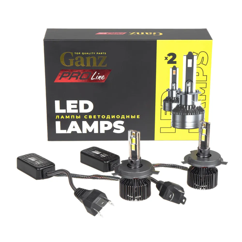 Лампа светодиодная 12/24V H4/H19 55W 4000lm 6000K (LED) GANZ PRO-Line 2 шт. DUOBOX IP68 GIP06359