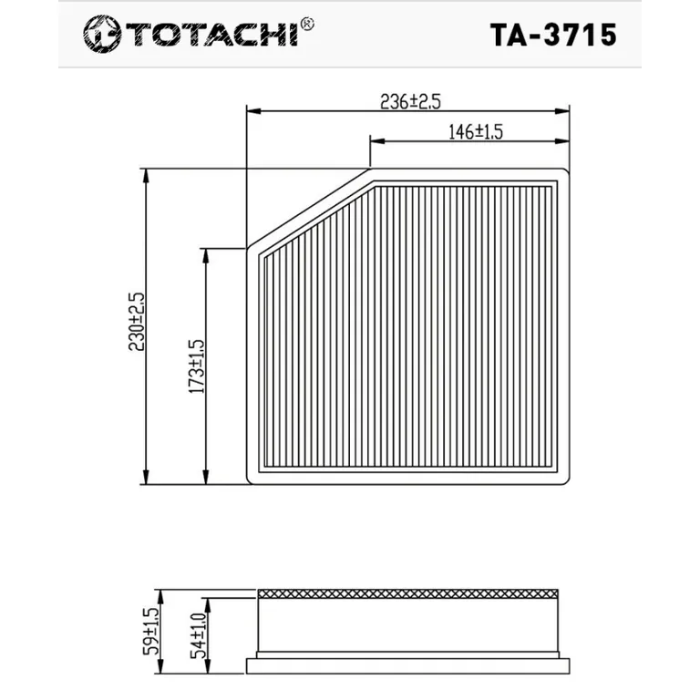 Воздушный фильтр TOTACHI TA-3715 A-1022 17801-31170 TOTACHI TA-3715