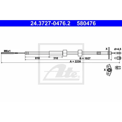 ТРОС РУЧНИКА MER G-KLASSE W461 90-/W463 90- L L=2230MM