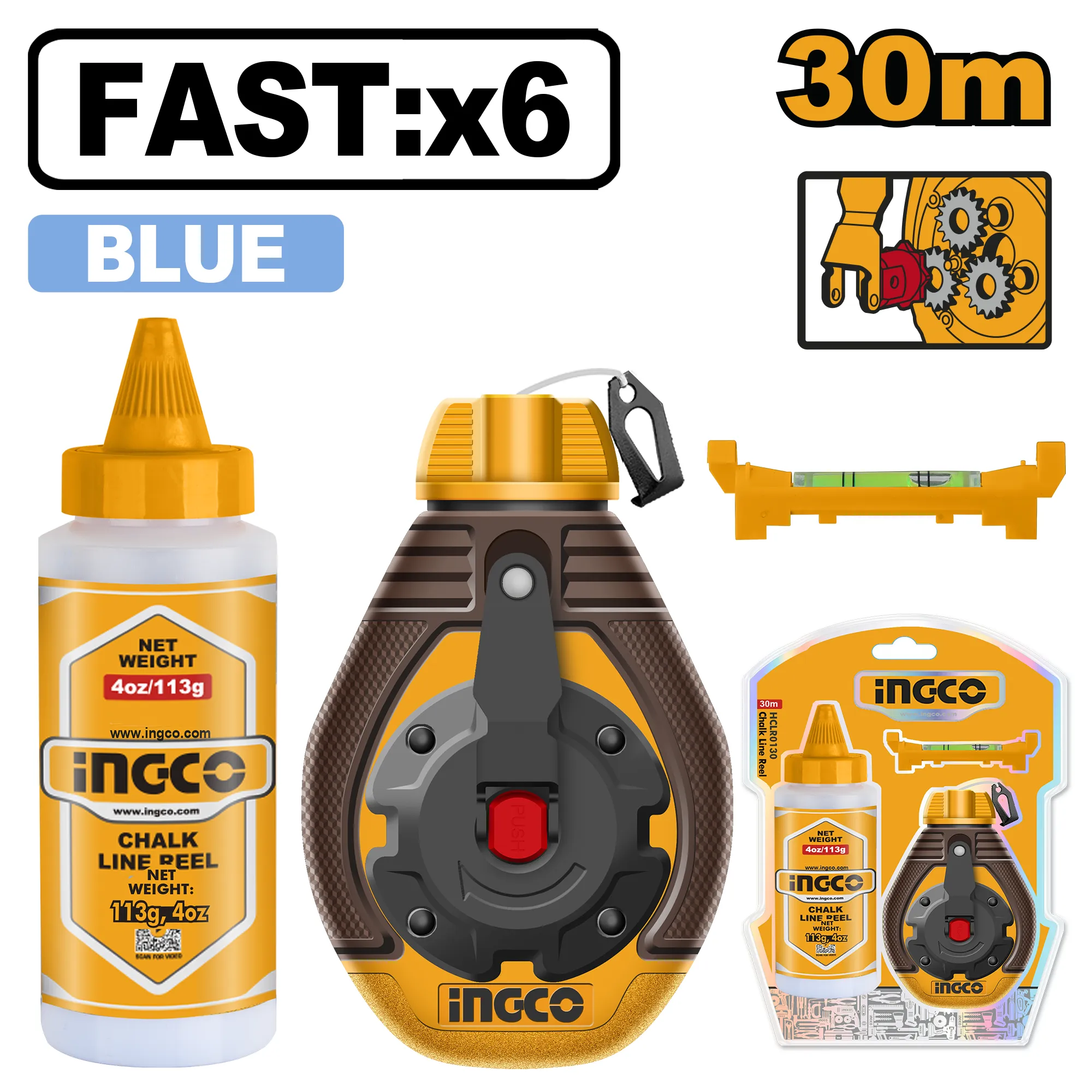Шнур разметочный 30 м (10/40) INDUSTRIAL INGCO HCLR0630