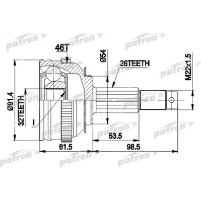 ШРУС наружн к-кт 26x54.1x32 ABS:46T CHRYSLER: CIRRUS, S PATRON PCV9491
