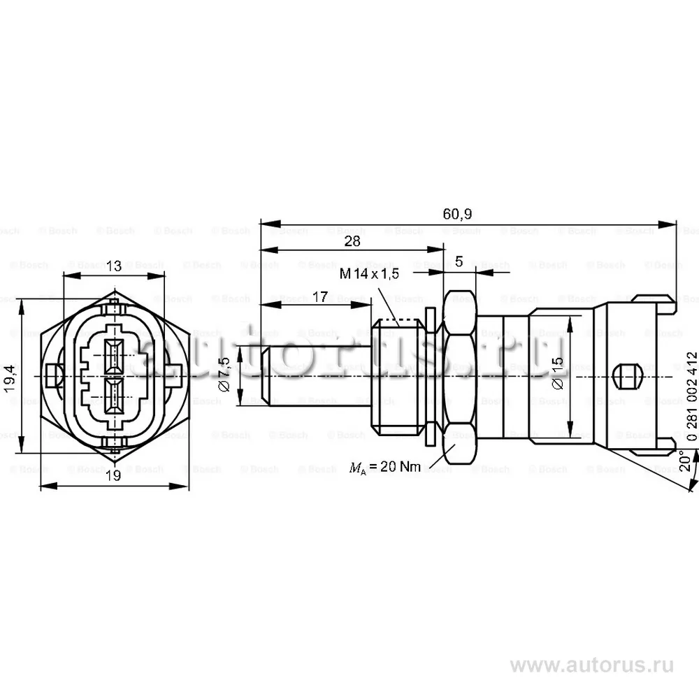 Датчик температуры 0 BOSCH 0 281 002 412