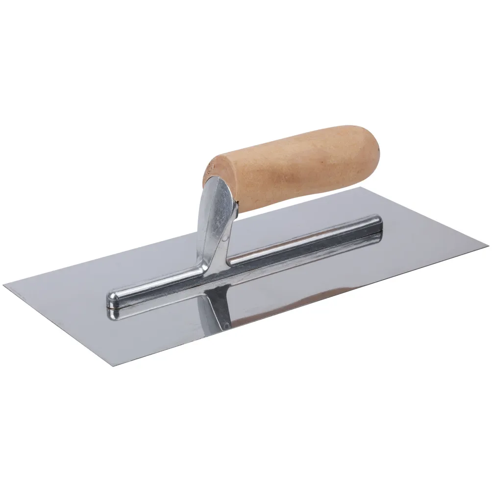 Гладилка нержавеющая с деревянной ручкой Профи плоская 280х130 мм FIT 05140