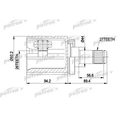 ШРУС внутр лев к-кт [A:27, B:26, D:92.2] BMW: X5 01- AL PATRON PCV5003