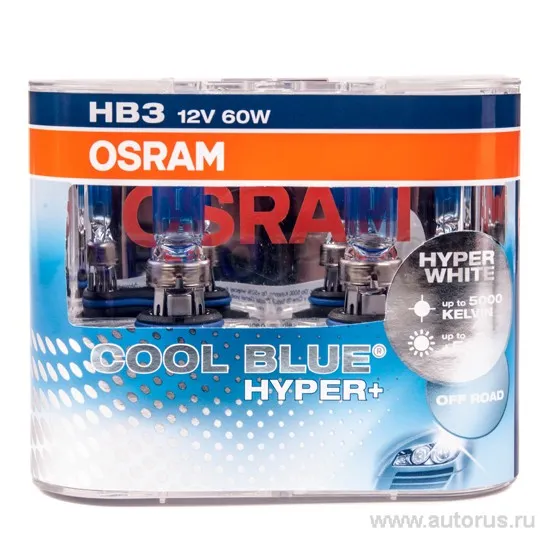 Лампа 12V HB3 60W P20d OSRAM COOL BLUE HYPER PLUS 2 шт. DUOBOX 9005CBH DUOBOX