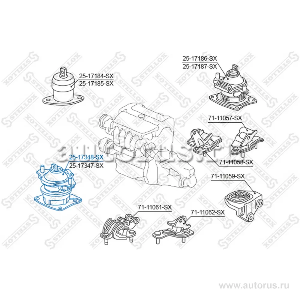 Подушка двигателя передняя Honda Accord CL# 2002-2008 STELLOX 25-17348-SX