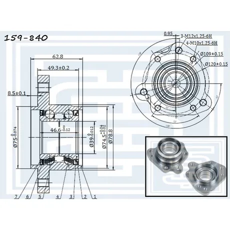 Подшипник ступицы задний HONDA CR-V I (RD) 01.97--12.2001 L d39mm STARKE 159-840