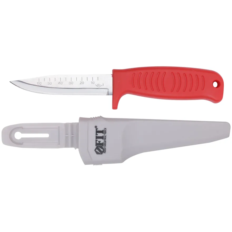 Нож строительный, нерж.сталь, пластиковая ручка, линейка на лезвии FIT 10622