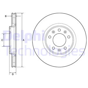 Диск тормозной задний PSA EXPERT 4, TRAVELLER, JUMPY 4, SPACETOURER 2.0HDI 150 16V DW10 DELPHI BG4806C