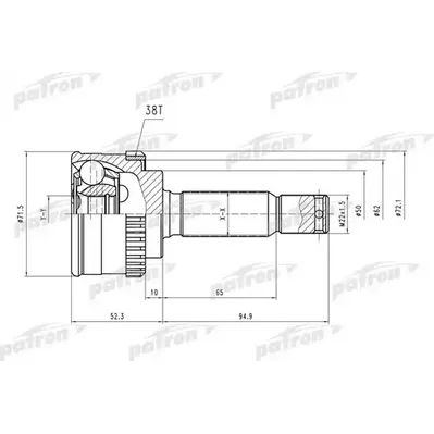 ШРУС наружн к-кт 25x50x19 ABS:38T HYUNDAI: Atos 98- PATRON PCV1406