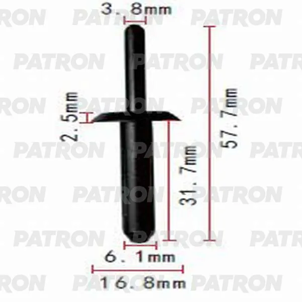 Клипса пластмассовая Chrysler, Ford применяемость: заклёпка пластиковая PATRON P37-0130