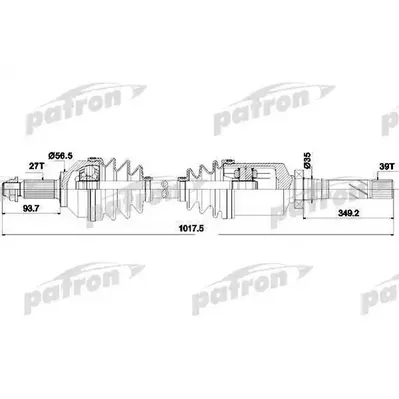 Полуось прав OPEL: Vivaro, RENAULT:Traffic 2.0 16V/1.9Di 0 PATRON PDS0378