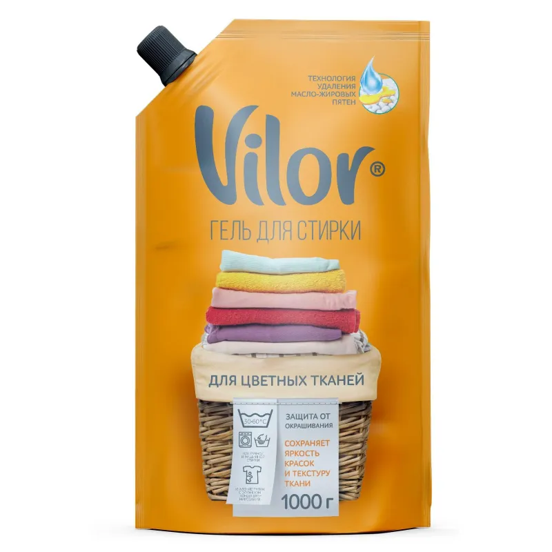 Жидкость для стирки VILOR изделий из цвет.тканей дой-пак 1000гр 1640748