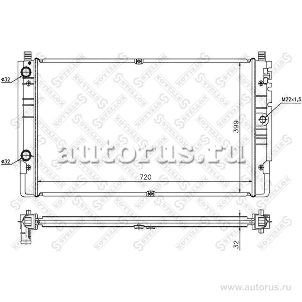 Радиатор системы охлаждения VW T4 2.0i-2.5TDi Long Hood 96> STELLOX 10-26422-SX
