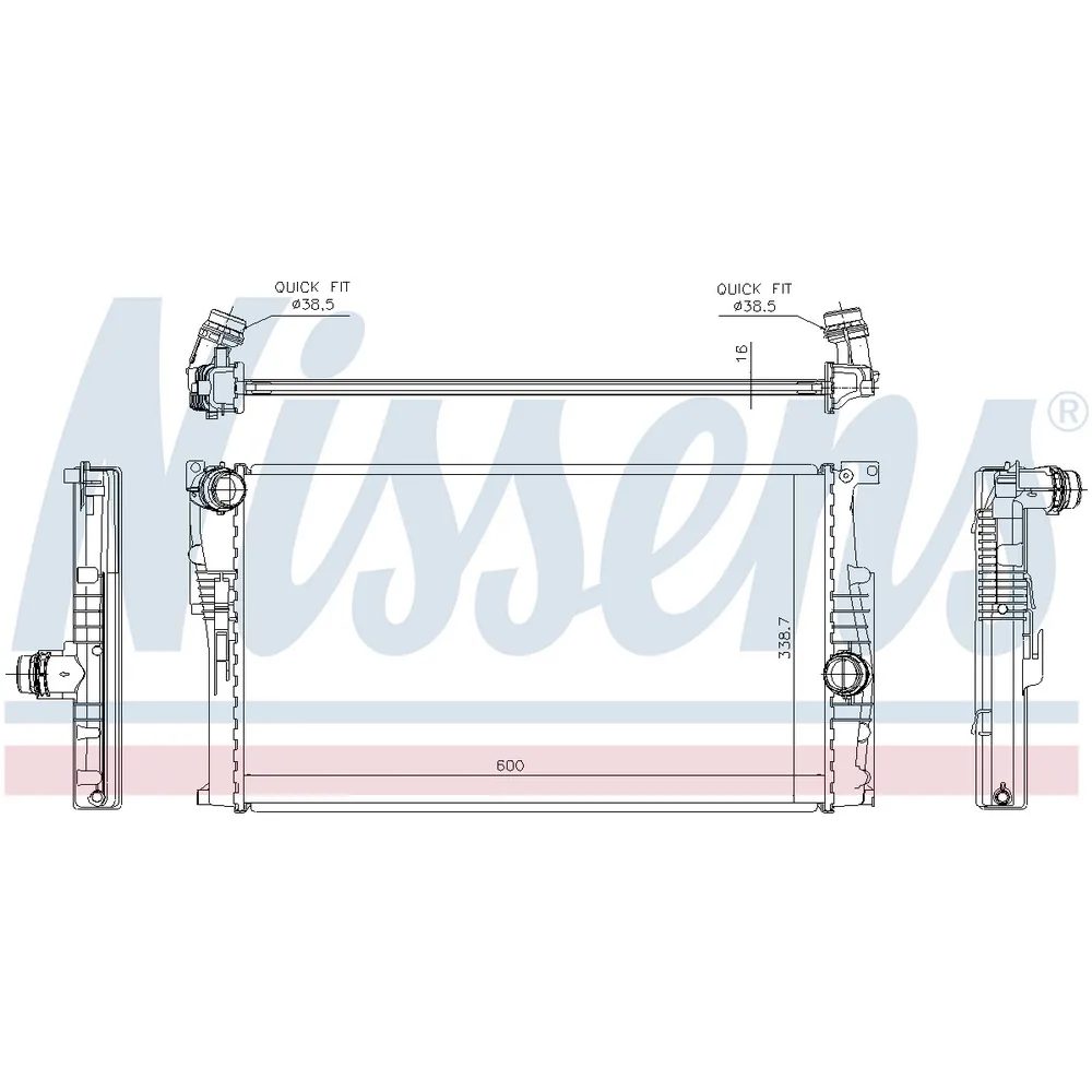 Радиатор системы охлаждения bmw f20 f30 f34 1.6-2.0i d 10 NISSENS NISSENS 60814