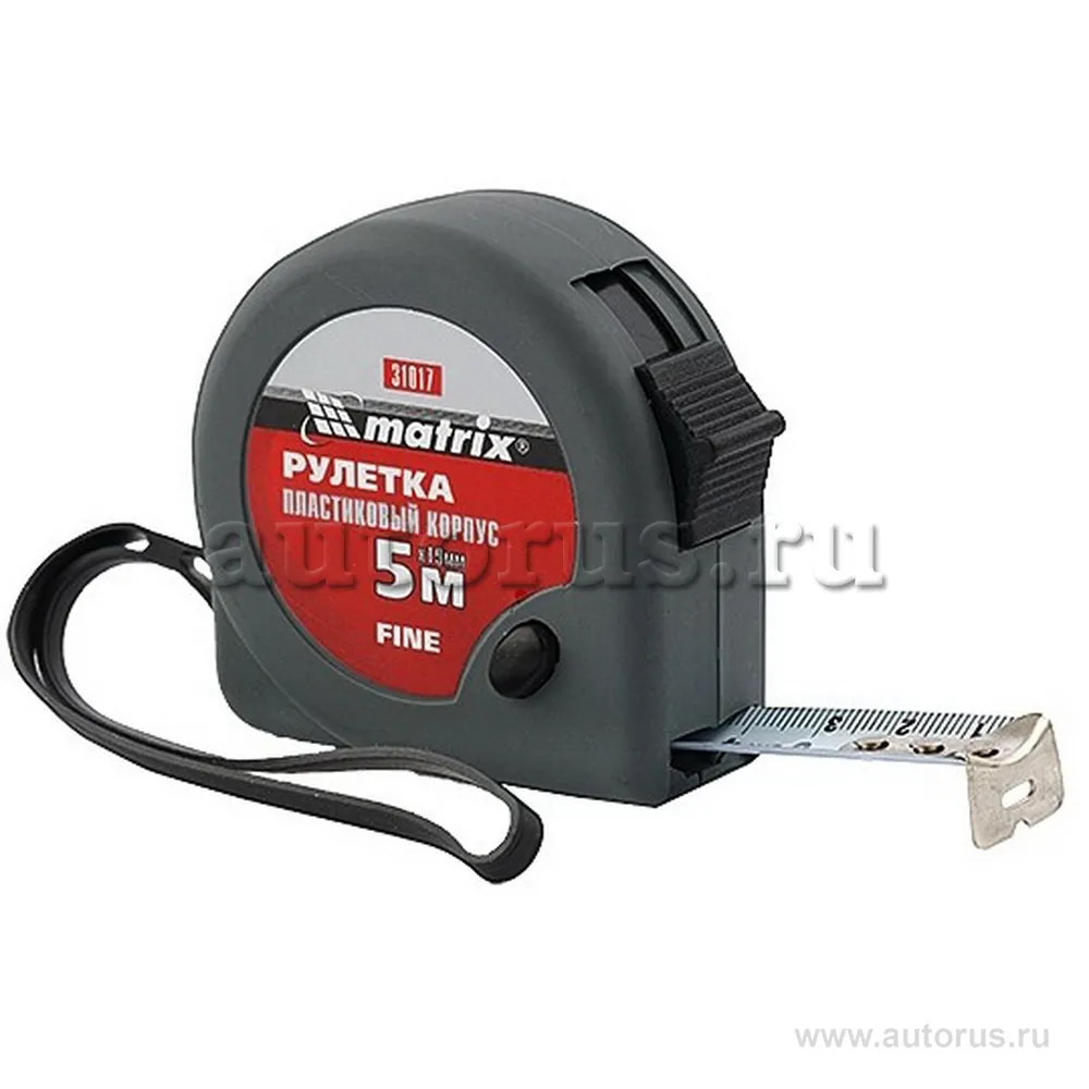 Рулетка Fine, 5 м x19 мм, пластиковый корпус MATRIX 31017