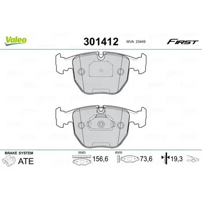 Колодки тормозные передние VALEO 301 412