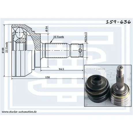 ШРУС MITSUBISHI GALANT IV-V --08.96 без ABS STARKE 159-636