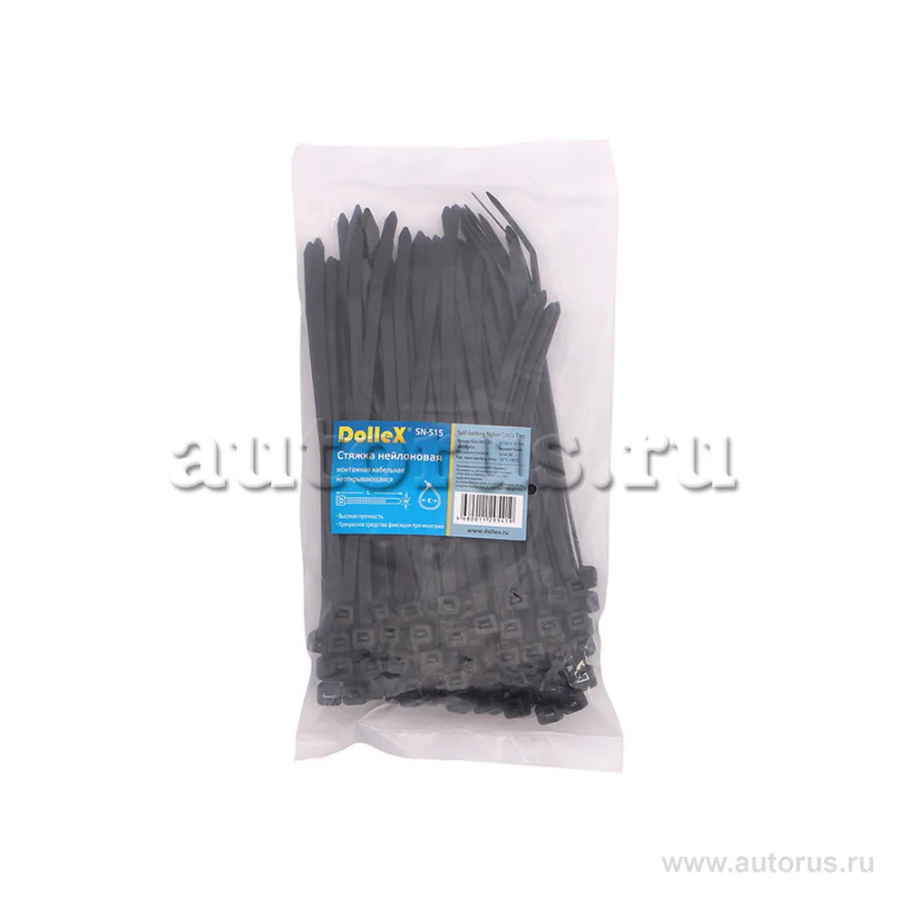 Стяжки нейлоновые, хомуты 5х150 уп 100 шт черный DOLLEX SN-515