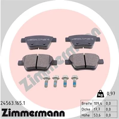 КОЛОДКИ ТОРМ AUDI A3 SEAT LEON SKO OCT/SUOERB VW GOLF/JETTA/TOUR/SCIROC 03/10->> 1 ZIMMERMANN 245631651