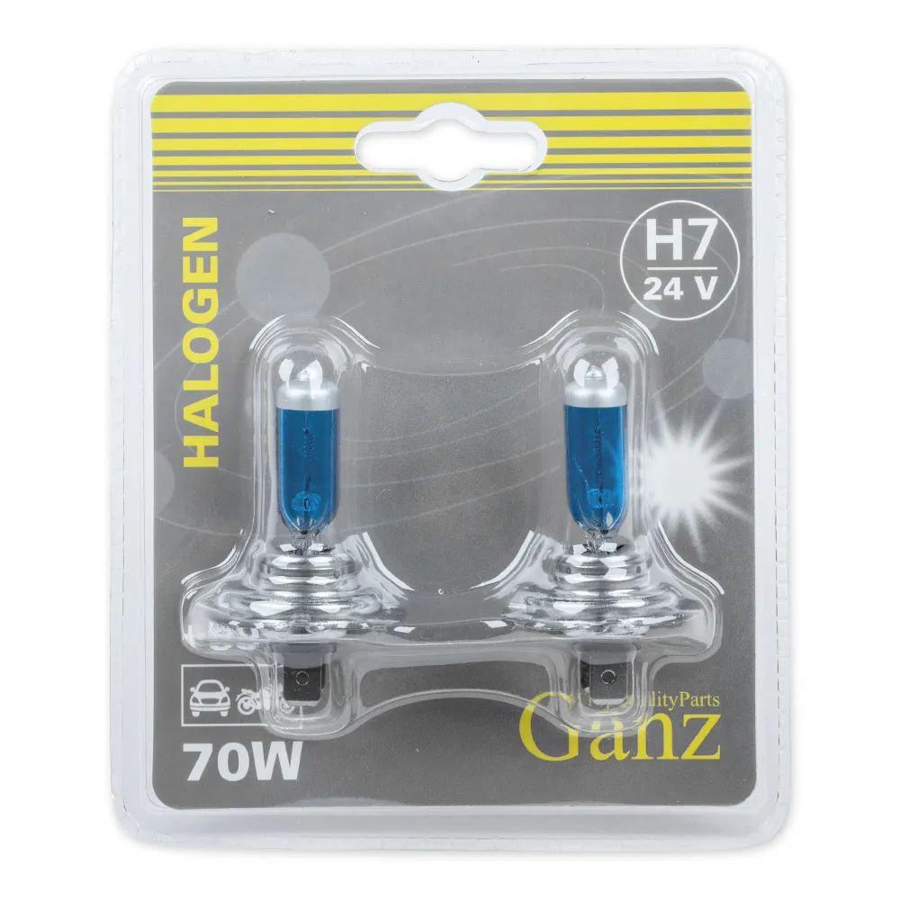 Лампа 24V H7 70W +50% PX26d 5000К GANZ 2 шт. блистер GIP06058