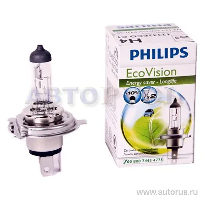 Лампа PHILIPS H4 55/60W Eco Vision энергосбрегающая 12342ECOC1