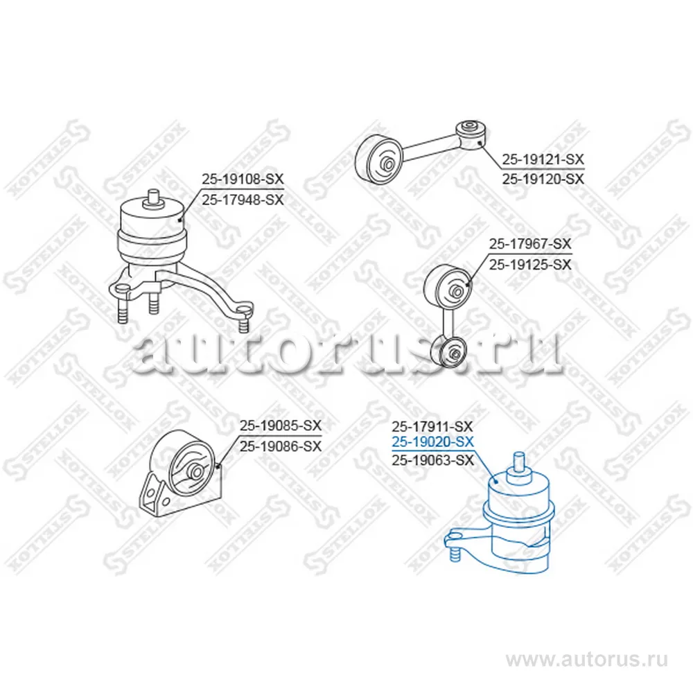 Опора двигателя Toyota Camry 01-06 STELLOX 25-19020-SX