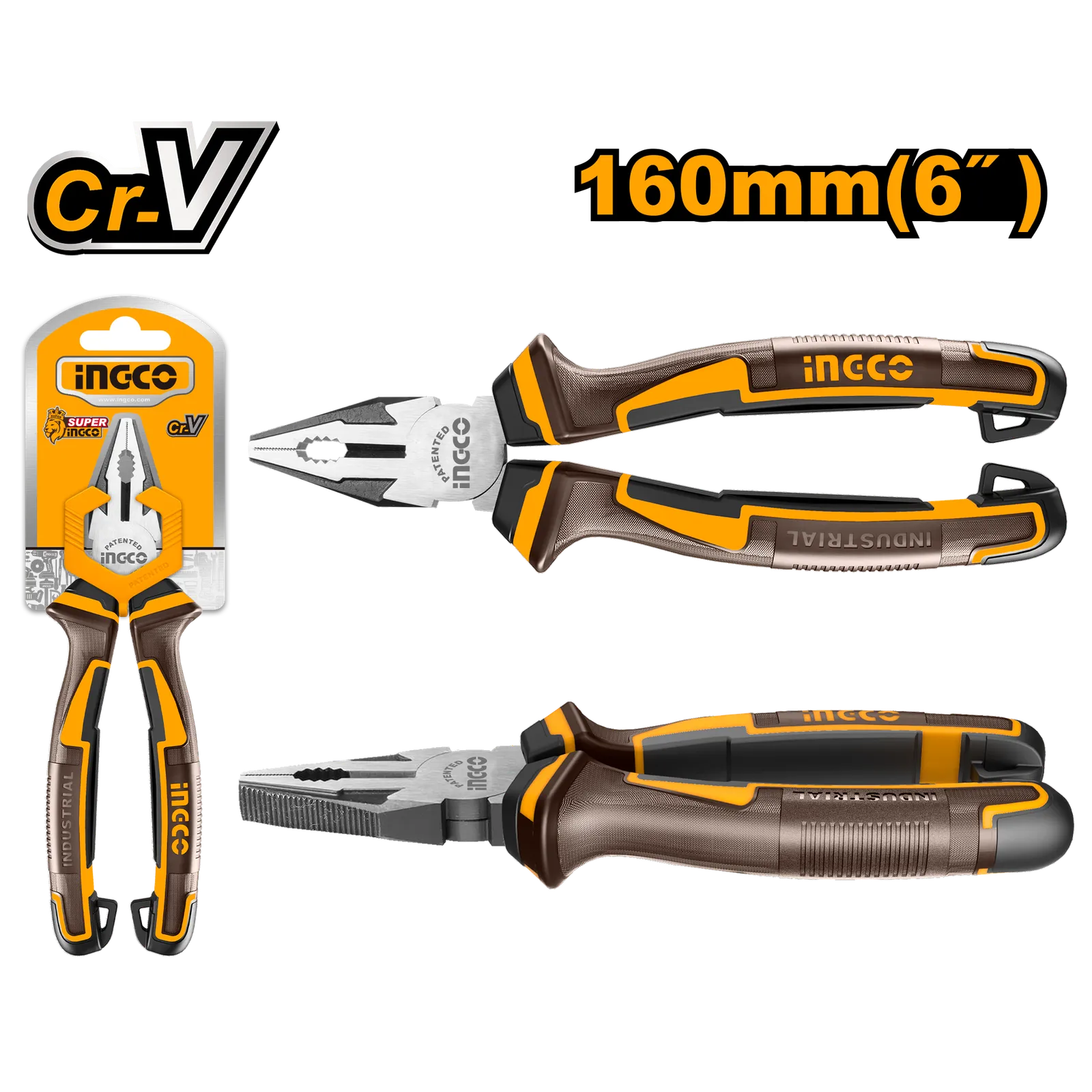 Плоскогубцы комбинированные 160 мм (6/36) INDUSTRIAL INGCO HCP28168