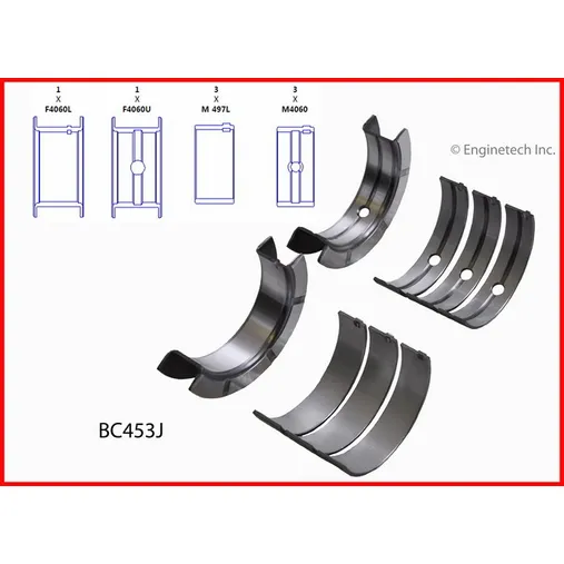 Вкладыши коренные комплект +0.25 CHRYSLER 3.3/3.8L 1990-2010 ENGINETECH BC453J.25