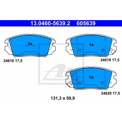Колодки дисковые передние hyundai sonata nf grandeur tg 05 ATE 13046056392