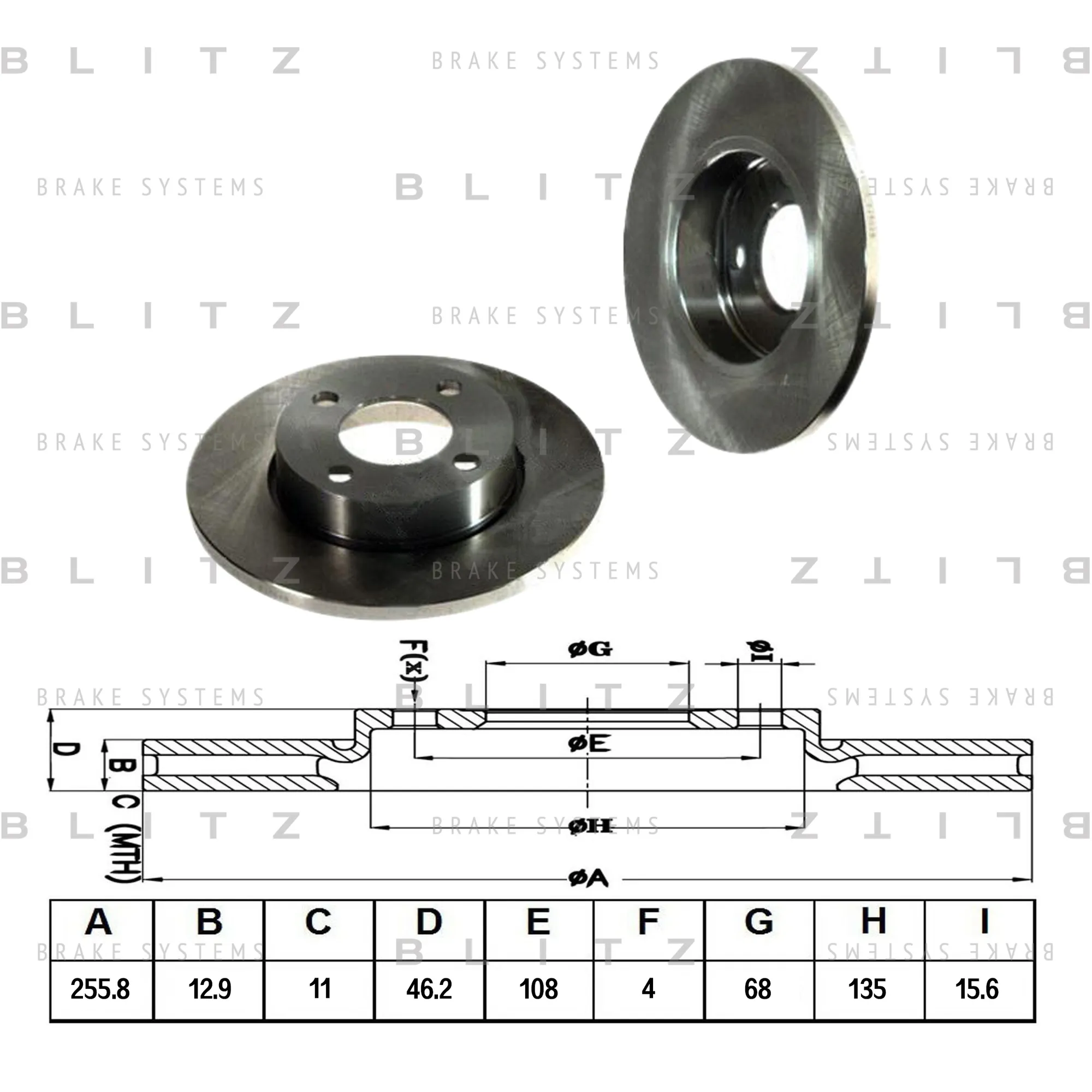 Диск тормозной передний AUDI 80/90/100 86-> BLITZ BS0100