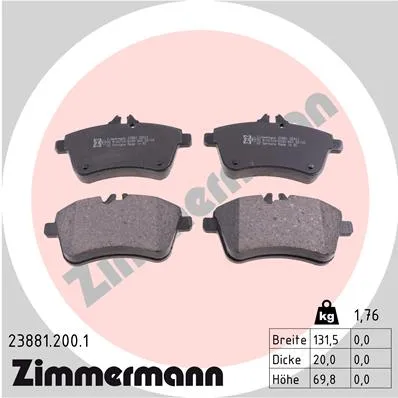 Колодки торм-е ZIMMERMANN 238812001