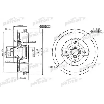 Барабан тормозной задн AUDI: 80 72-78 PATRON PDR1404
