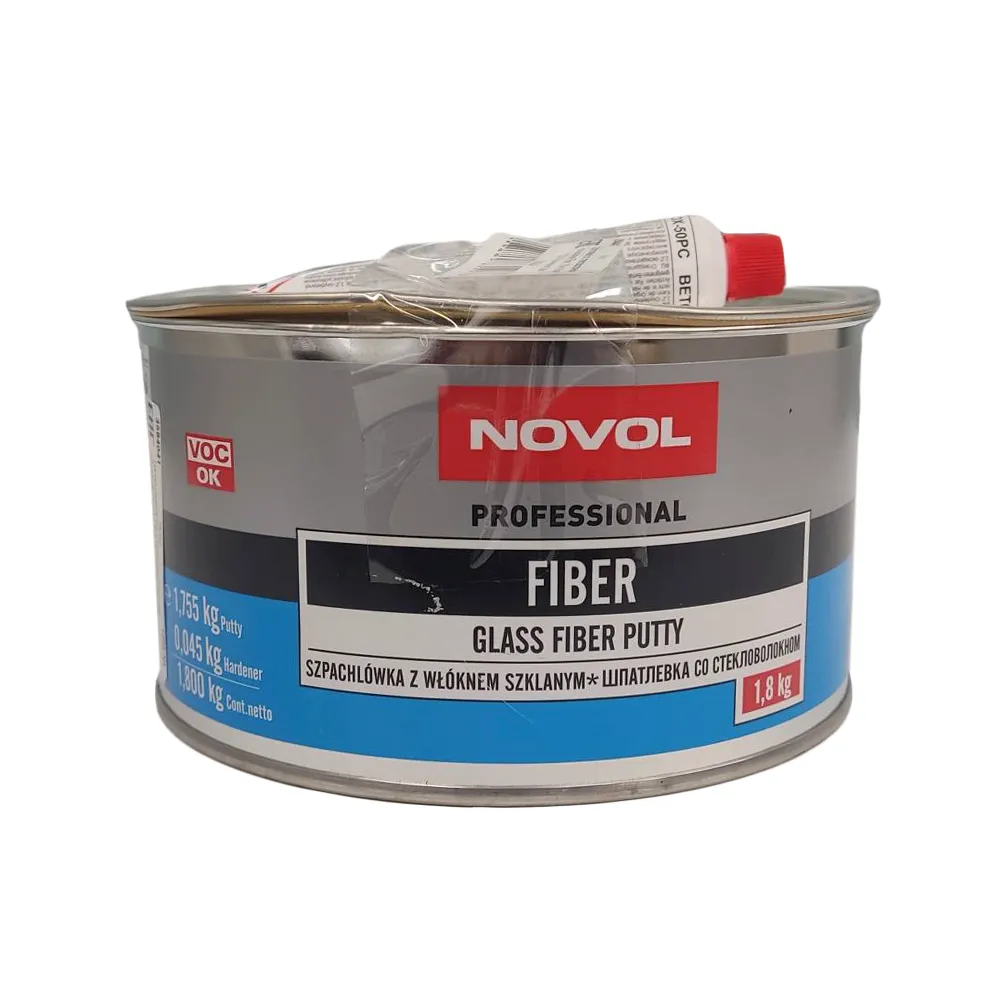 Уценка Шпатлевка со стекловолокном полиэфирная Fiber, 1,8 кг. Novol 1225, УЦЕНКА Novol 1225-N1