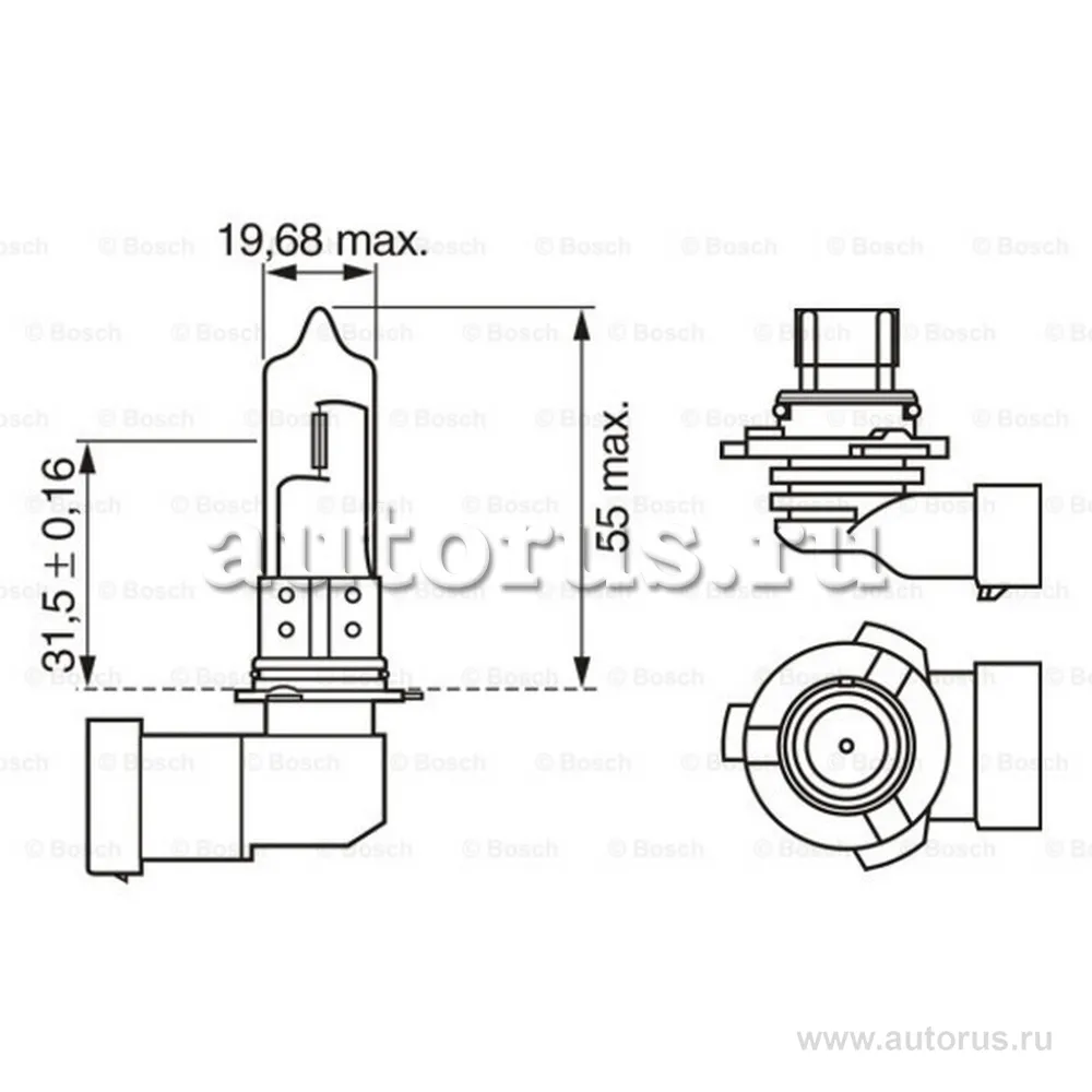 Лампа 12V HB3 60W P20d BOSCH XENON BLUE 1 шт. картон 1 987 302 154