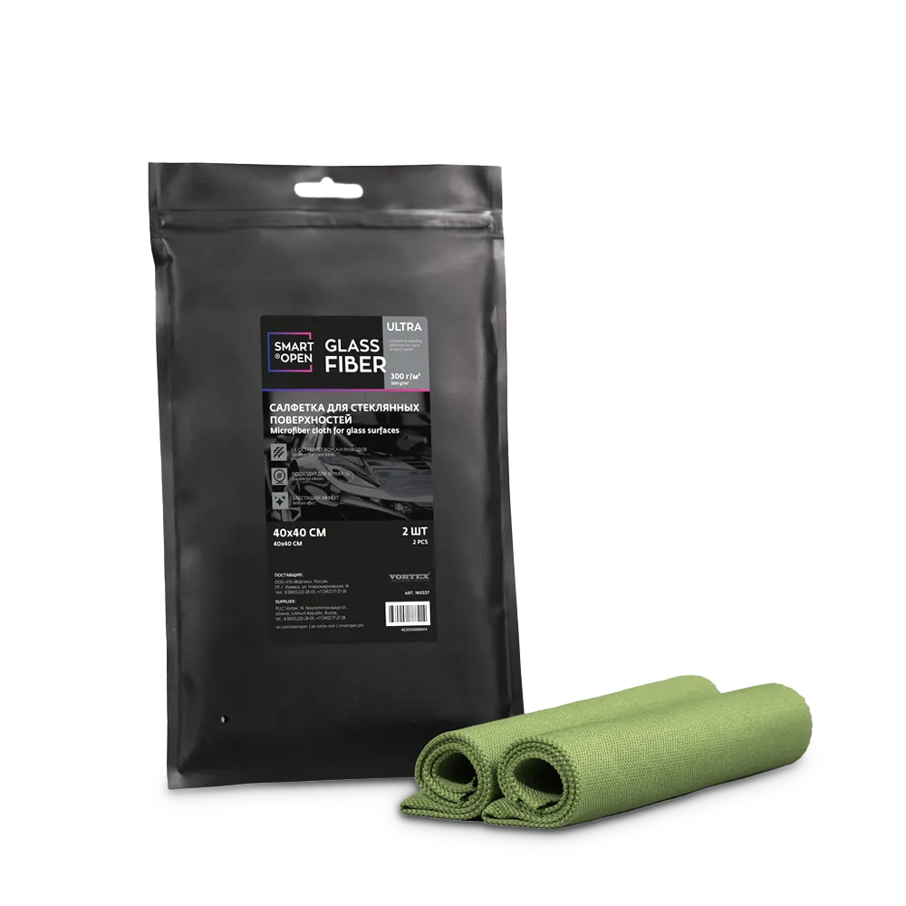 Микрофибра для стекла 300 г/м 40х40 Glass fiber ultra упаковка 2 шт Smart Open SMART OPEN 160337