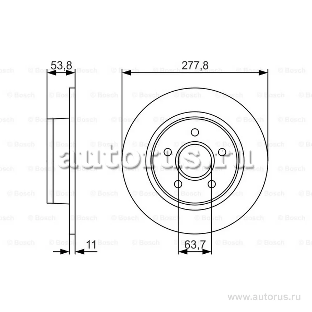 Диск тормозной PREMIUM 2, задний, FORD TRANSIT CONNECT 1.8 TDCI 02-, FORD TRANSIT CONNECT 1.8 TDCI 02- BOSCH 0986479S51