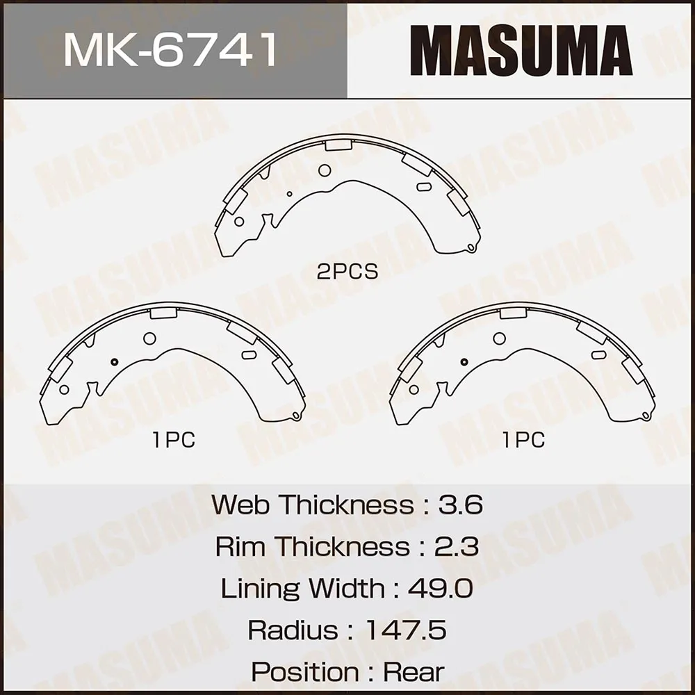 Колодки барабанные MITSUBISHI L200 MASUMA MK-6741