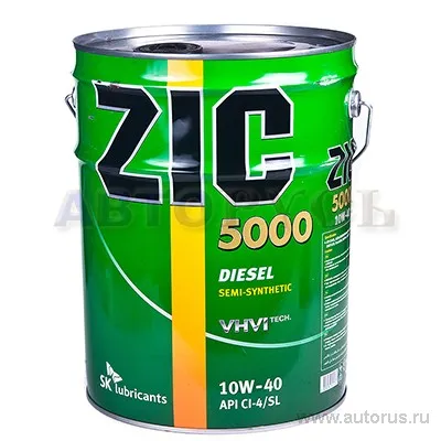Масло моторное ZIC 5000 CL-4 10W-40 полусинтетическое 20 л 193128