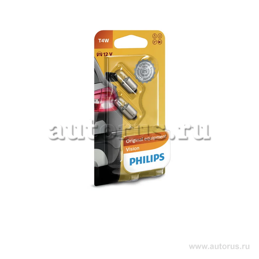 Лампа 12V T4W 4W PHILIPS Vision 2 шт. блистер 12929B2