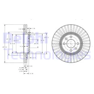 Диск тормозной передний RENAULT MEGANE II/SCENIC II /VENT.D=280MM DELPHI BG3430