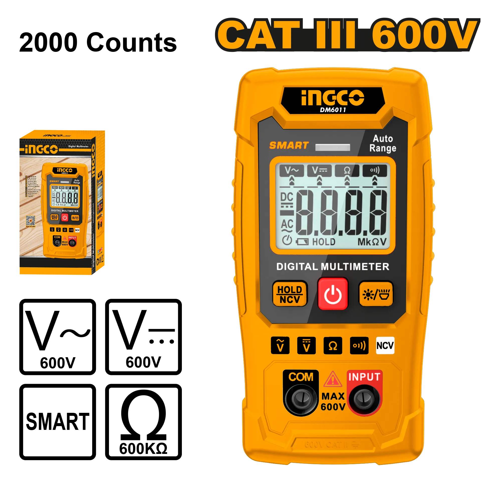 Мультиметр цифровой 600 В INGCO DM6011