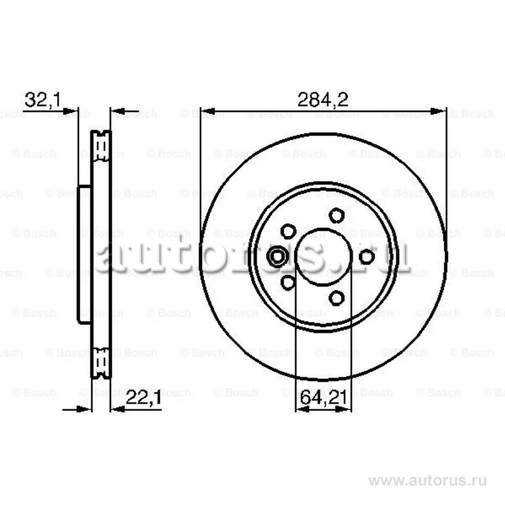 Диск тормозной передний ROVER 75 1.8-2.5/2.0CDTI 01 BOSCH 0986478314