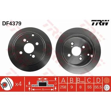 Диск тормозной задний TOYOTA COROLLA TRW DF4379